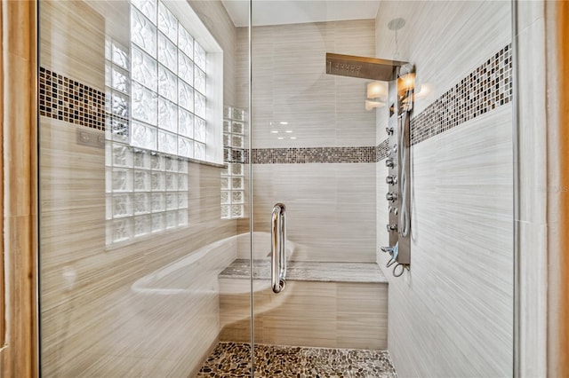 bathroom featuring walk in shower