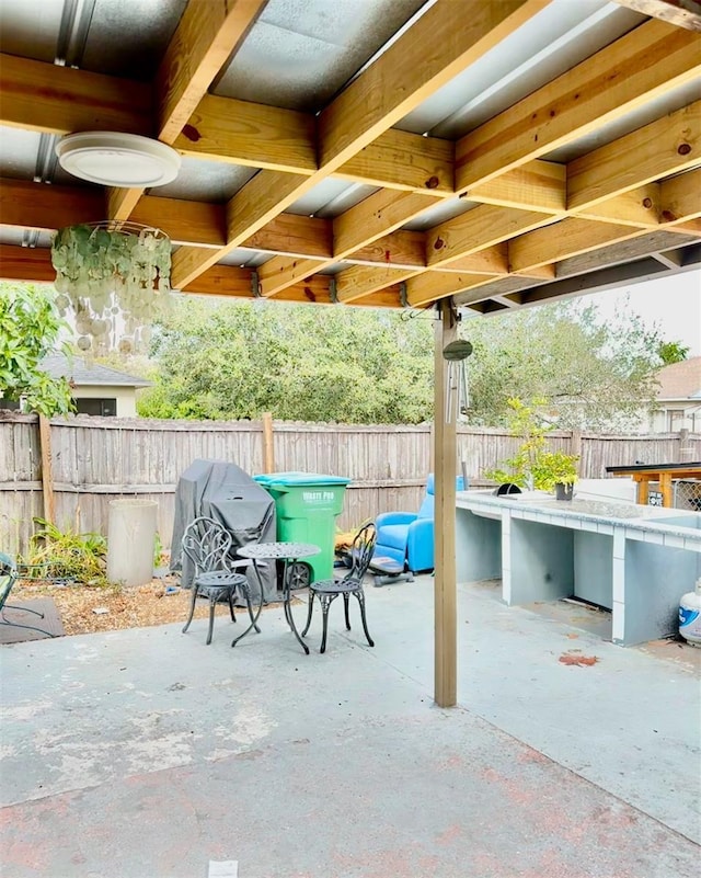 view of patio featuring a fenced backyard