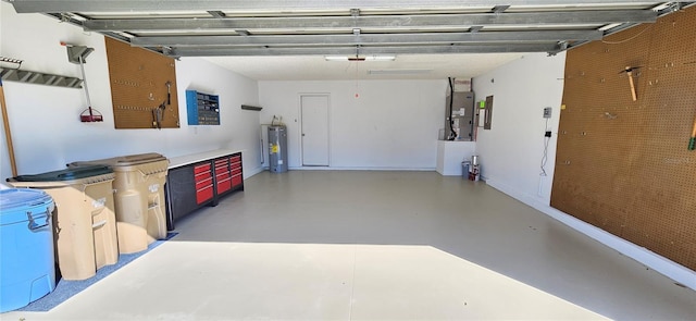 garage with heating unit and water heater