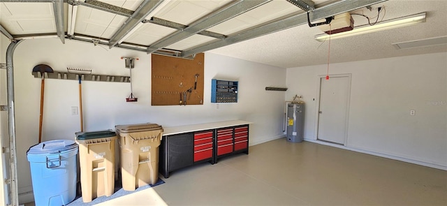 garage with electric water heater