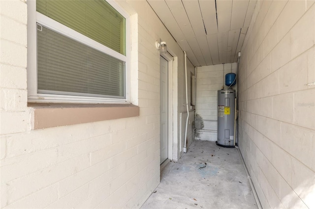 exterior space featuring electric water heater