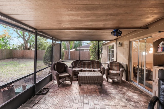 1309 Paradise Ln, Winter Park, FL 32792 - sunroom featuring wooden ceiling