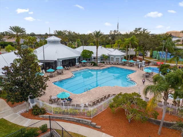 view of swimming pool featuring a patio