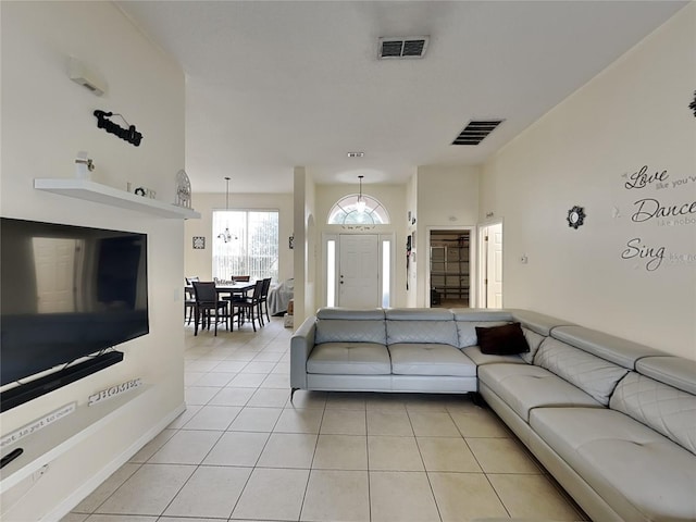 view of tiled living room