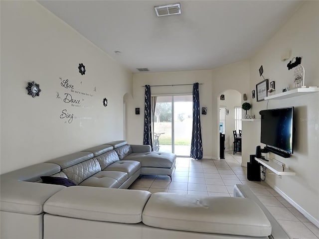 view of tiled living room