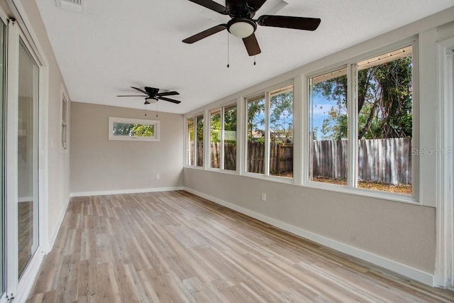 view of unfurnished sunroom