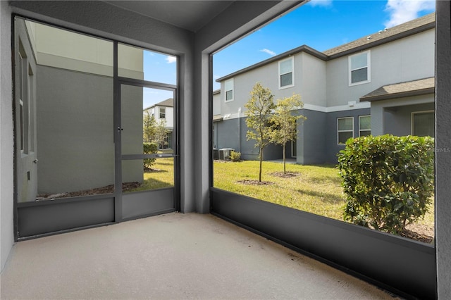 view of unfurnished sunroom