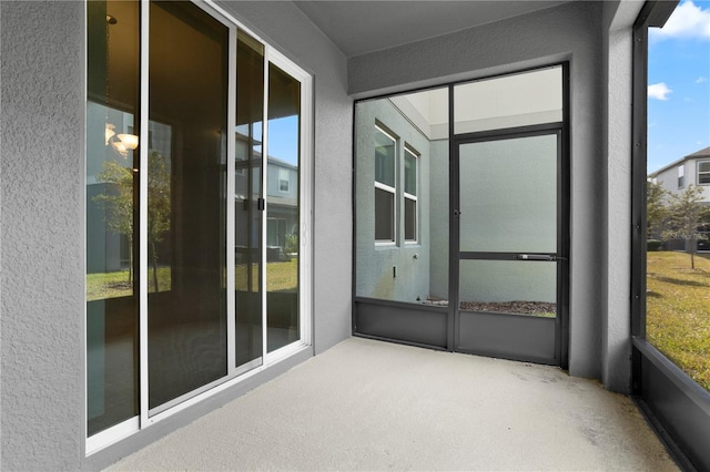 view of unfurnished sunroom