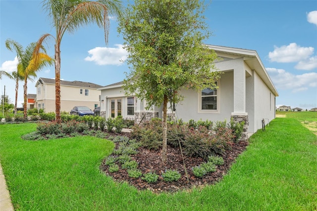 rear view of property with a yard