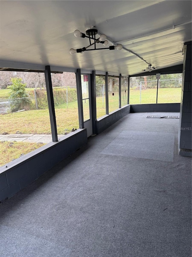 view of unfurnished sunroom