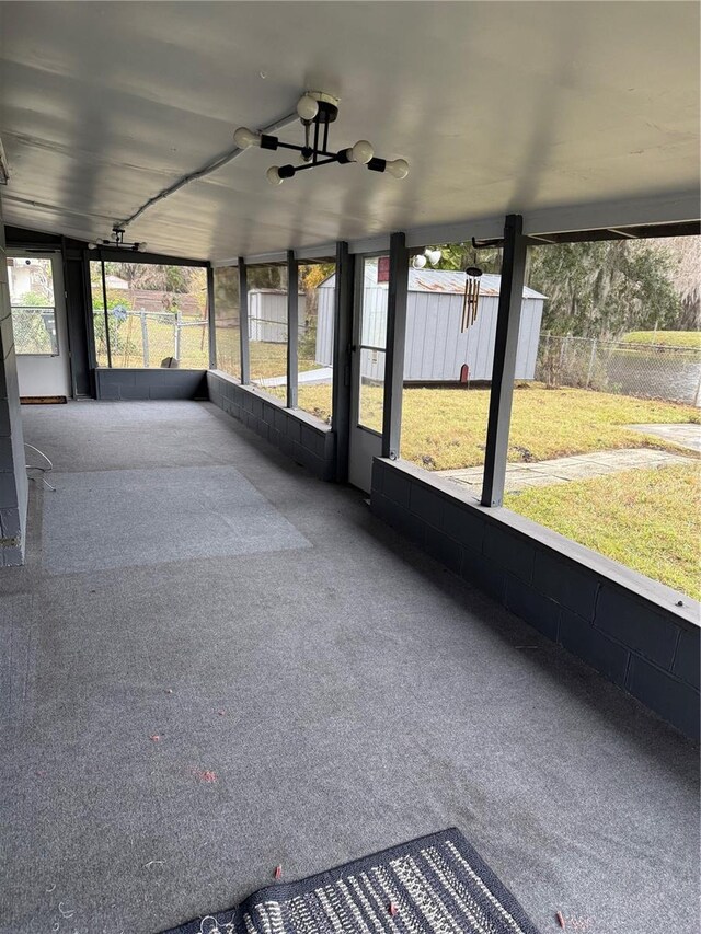 view of unfurnished sunroom