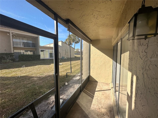 view of unfurnished sunroom