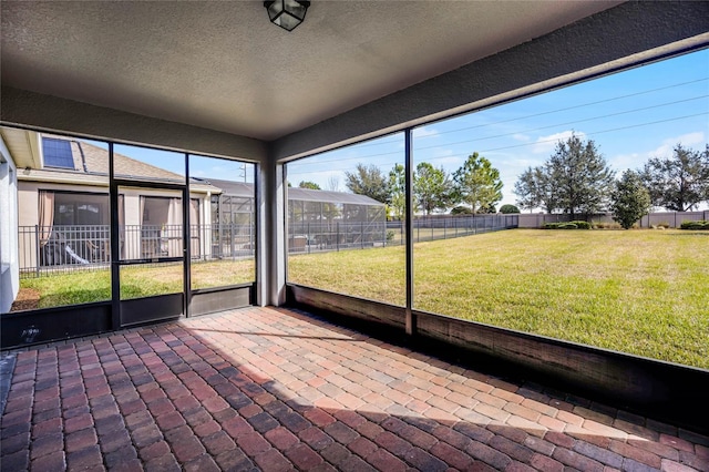 view of unfurnished sunroom