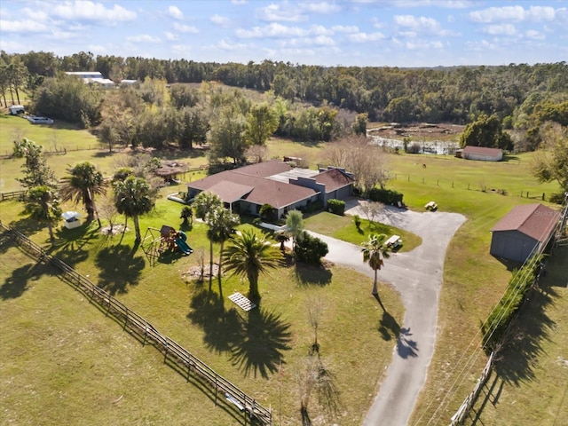 aerial view with a rural view