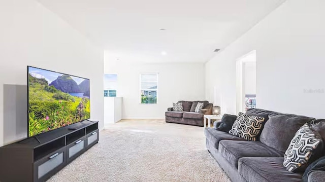 living room with carpet floors