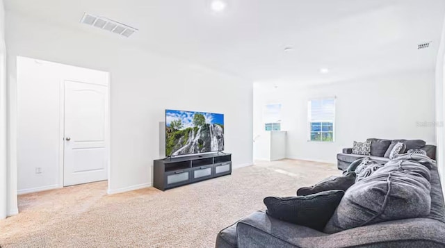 living room featuring carpet