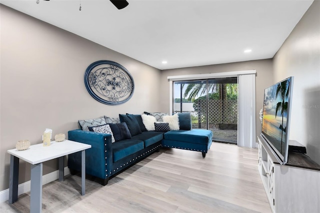 living room with light hardwood / wood-style floors