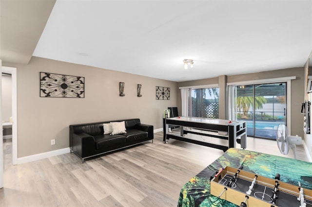 living room featuring light wood-type flooring