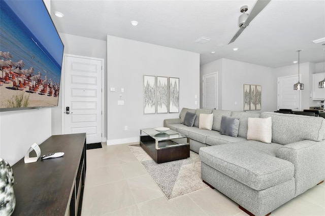 view of tiled living room