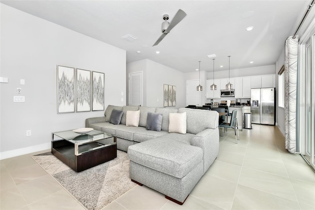 view of tiled living room