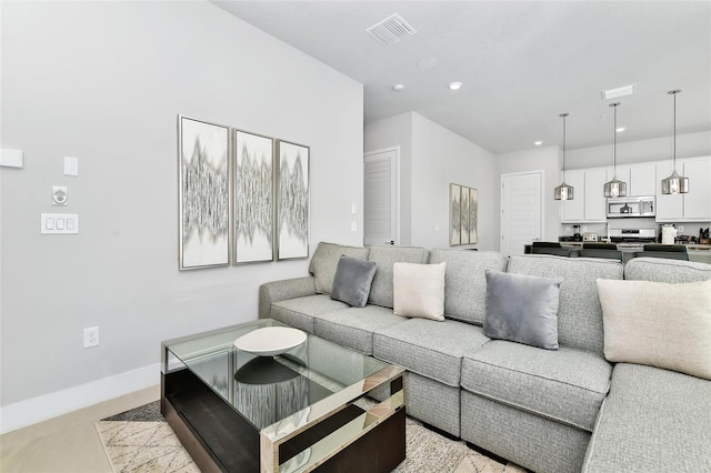 view of tiled living room