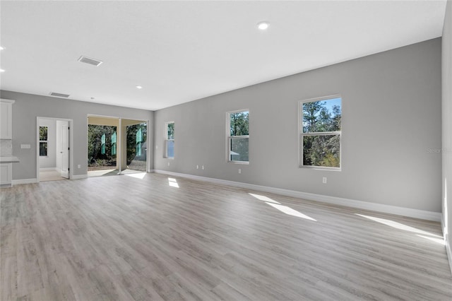 unfurnished living room featuring light hardwood / wood-style floors