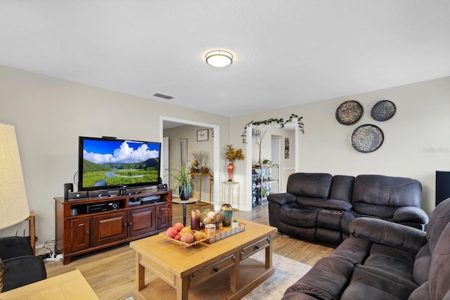 living room featuring light hardwood / wood-style floors