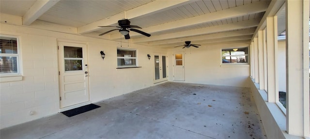 view of patio featuring a ceiling fan