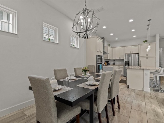 dining room with an inviting chandelier