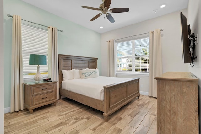 bedroom featuring ceiling fan