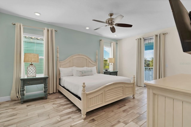 bedroom featuring ceiling fan