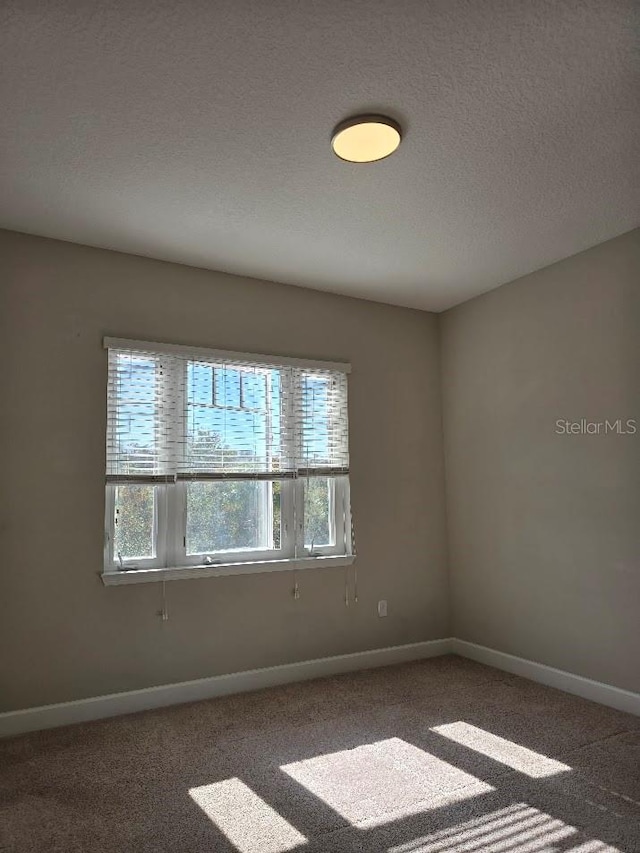 carpeted spare room featuring a textured ceiling