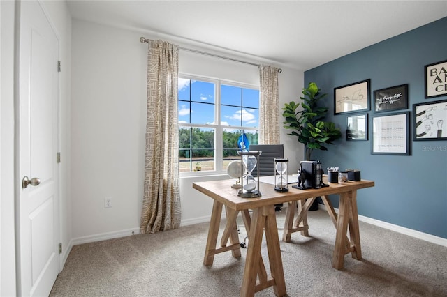 view of carpeted home office