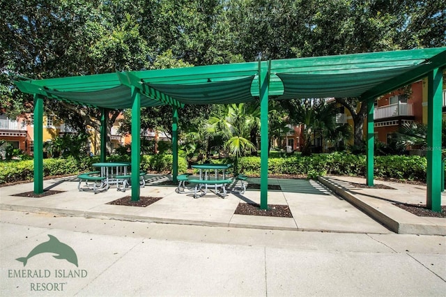 view of community featuring a pergola