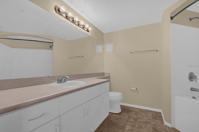 full bathroom featuring toilet, vanity, and shower / bath combination