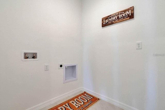 laundry room with washer hookup, tile patterned floors, and electric dryer hookup