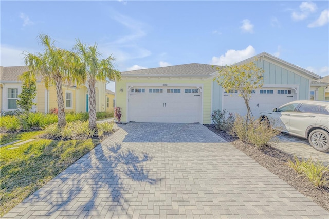 view of front of property with a garage