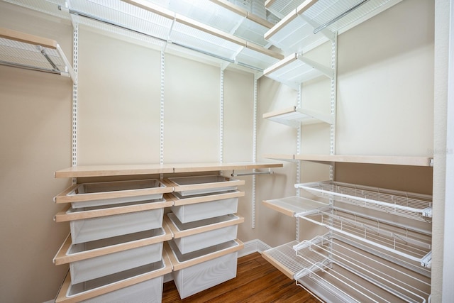 walk in closet featuring hardwood / wood-style floors