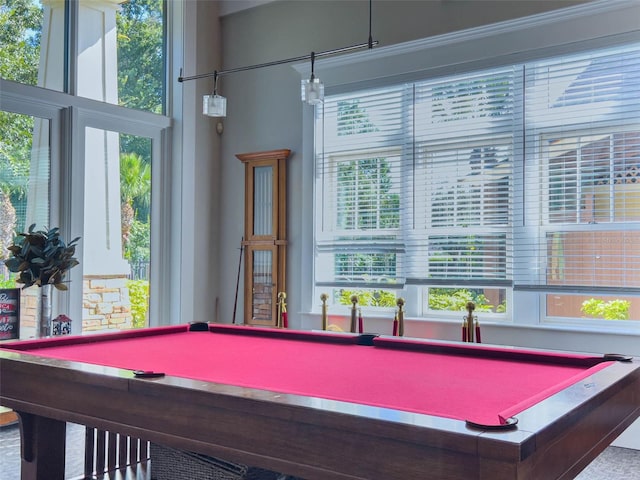 rec room with a healthy amount of sunlight and pool table