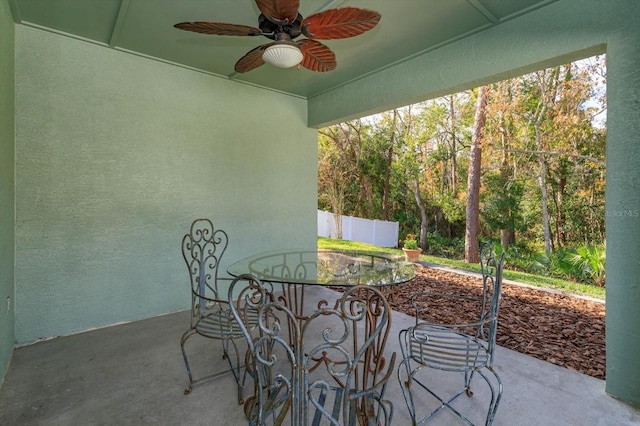 view of patio / terrace featuring ceiling fan