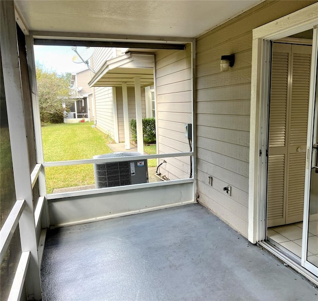 view of unfurnished sunroom