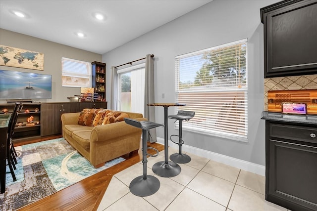 interior space with light tile patterned floors