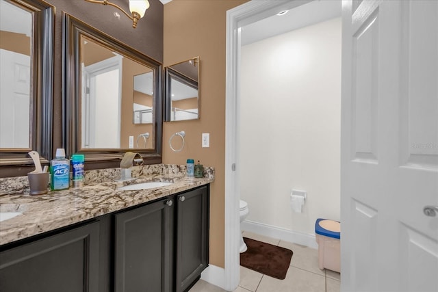 bathroom featuring tile patterned flooring, vanity, and toilet