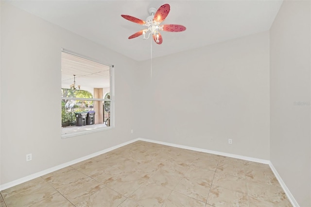 unfurnished room featuring ceiling fan