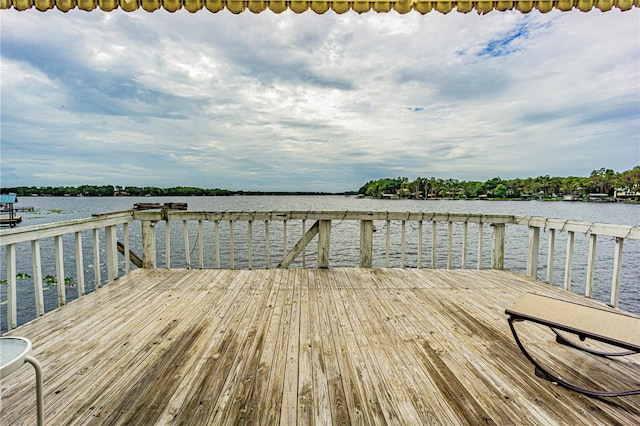 dock area featuring a deck with water view