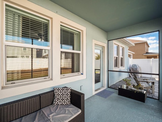 balcony featuring a patio area