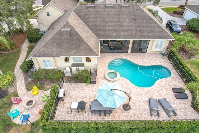 view of swimming pool featuring a patio