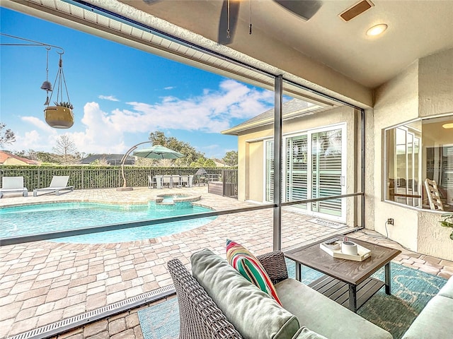 278 Eaglet Way, Lake Mary, FL 32746 - view of swimming pool with ceiling fan, a patio area, and a pool with connected hot tub