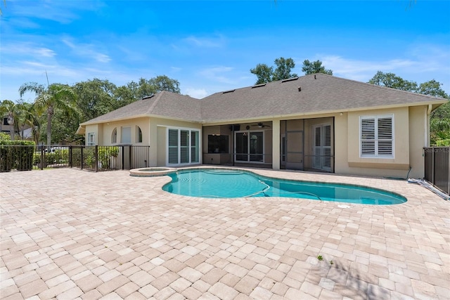 278 Eaglet Way, Lake Mary, FL 32746 - view of pool with a patio area, a ceiling fan, a pool with connected hot tub, and a sunroom