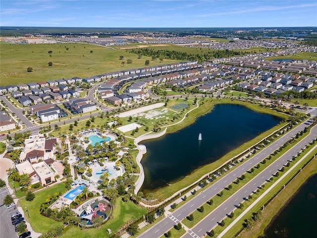 bird's eye view featuring a water view